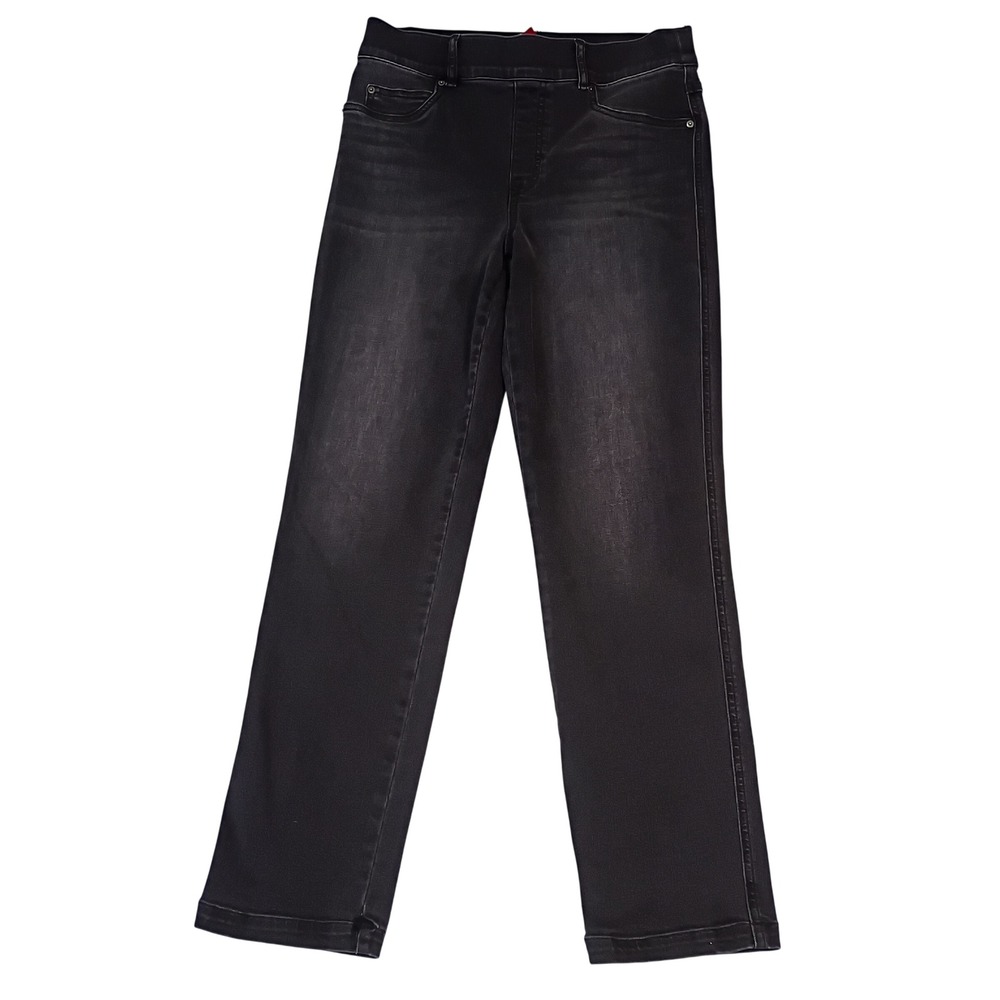 Spanx Ankle Straight Leg Jeans Black Washed Pull On Denim 20355R Womens Medium